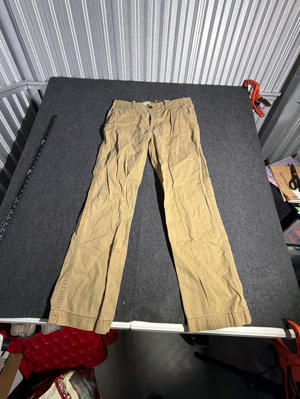 American Eagle Men's Beige Chino Pants, Size 34W 32L, 100% Cotton, Straight Leg